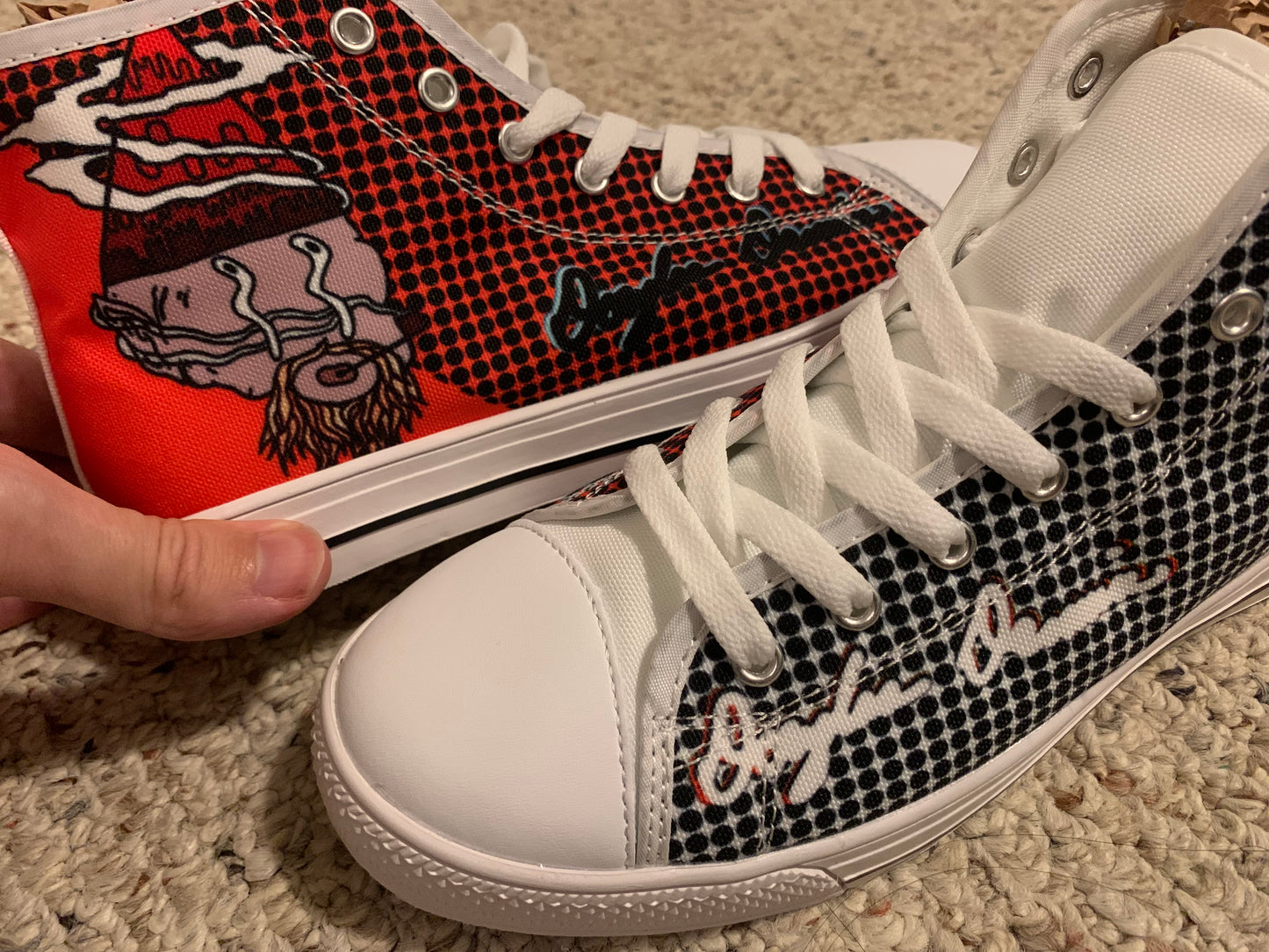 Limited Edition Red and White Mountain Gnome High Tops