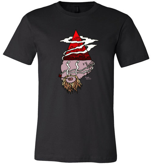 Red Mountain Gnome on Black - Short Sleeve T Shirt #1